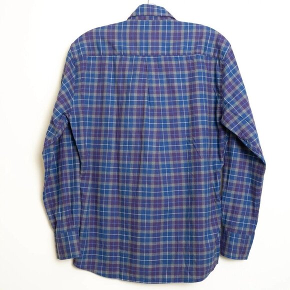Peter Millar Button Down Ledson Autumn Soft Cotton Sport Shirt Check Blue Purple - Picture 3 of 11